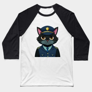 cute cat police body black Baseball T-Shirt